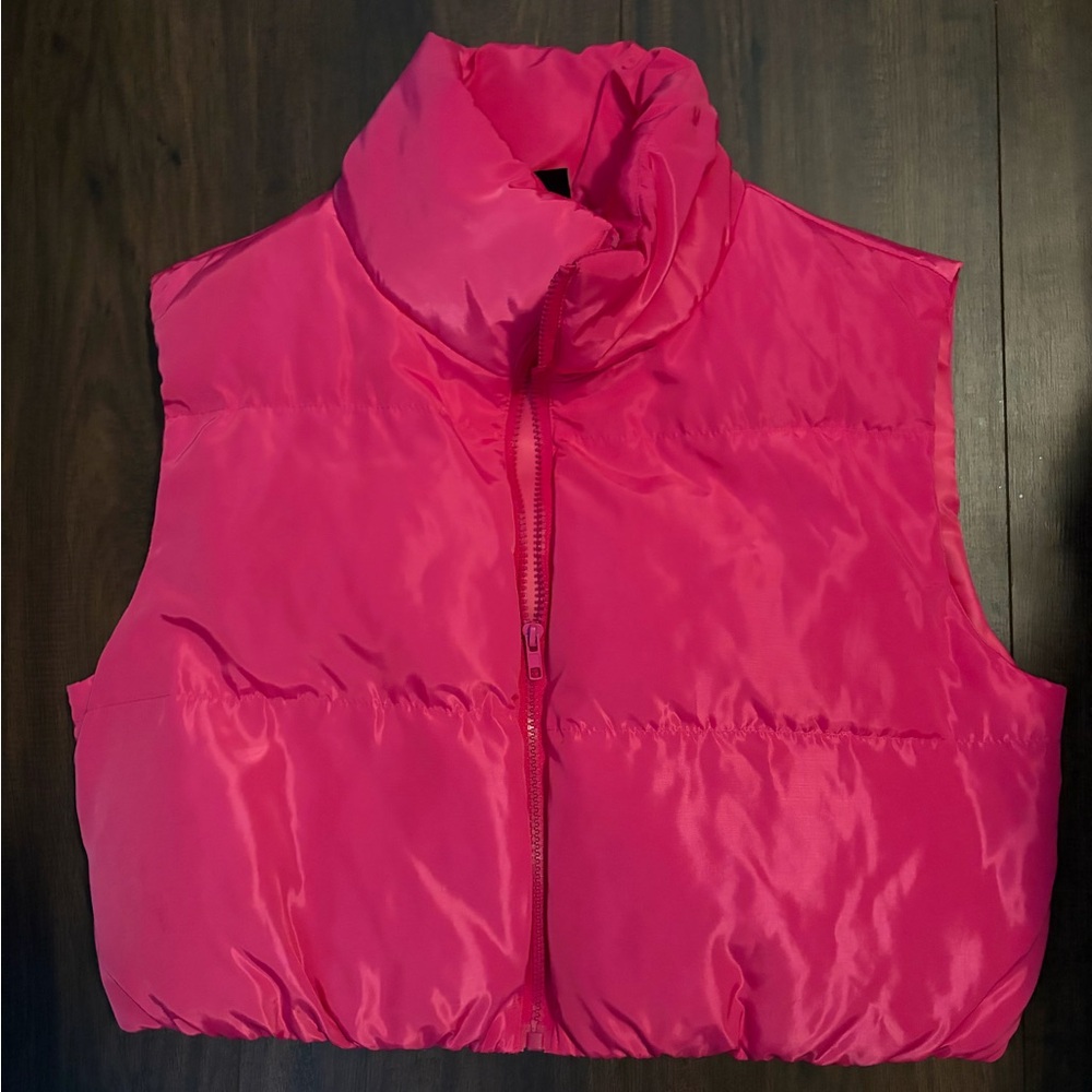 SHEIN Bright Pink Quilted Puffer Vest